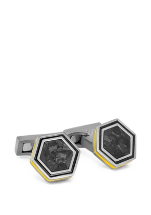 Tateossian hexagon-frame carbon-fibre cufflinks - Silver