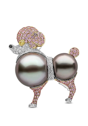 Yoko London Baroque Poodle tahitian pearl and diamond brooch - Silver