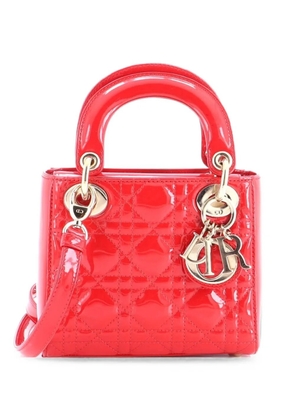 Christian Dior Pre-Owned Lady Dior Bag Cannage Quilt Patent Mini satchel - Red
