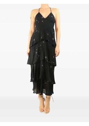 A.L.C. star-print tiered slip midi dress - Black