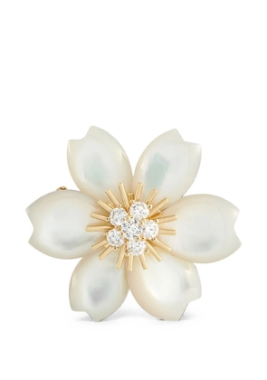Van Cleef & Arpels Pre-Owned Rose de Noël mother of pearl and diamond brooch - Gold