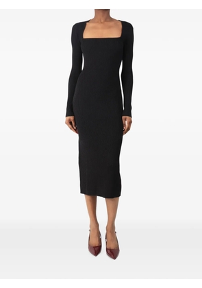 GANNI rib-knit midi dress - Black