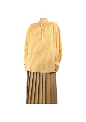 Ulla Johnson striped balloon-sleeve cotton blouse - Yellow