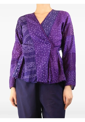 Dosa patterned tie-front top - Purple