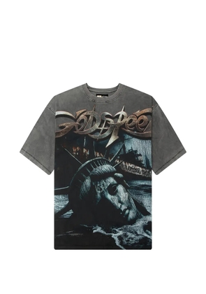 GODSPEED graphic-print acid-wash T-shirt - Grey