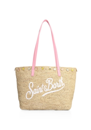MC2 Saint Barth midi Raffia City floral-embellished shoulder bag - Neutrals