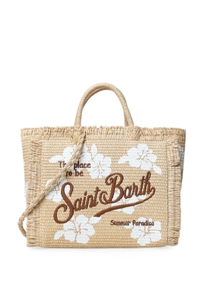MC2 Saint Barth floral-embroidered fringed tote bag - Neutrals