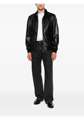 SERGIO MORETTI FIRENZE ribbed-trim leather jacket - Black