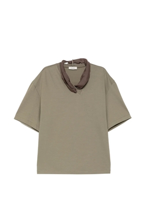 System detachable-scarf V-neck T-shirt - Blue