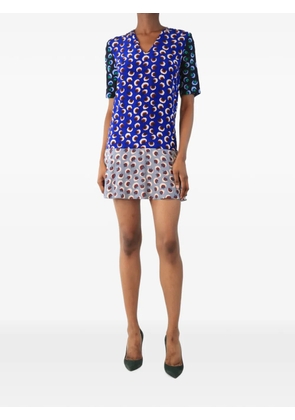 Stella McCartney Pre-Owned floral-print V-neck mini dress - Blue