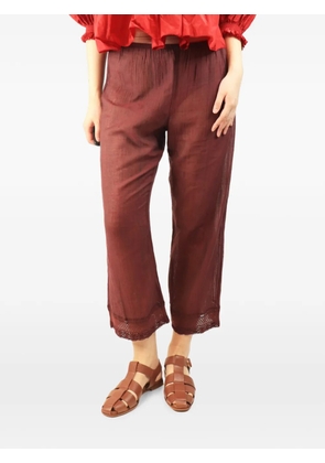 Dosa crochet-trim wide-leg trousers - Brown