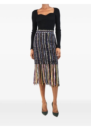 MSGM pearl-embellished fringe skirt - Black