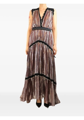 Petar Petrov metallic pleated maxi dress - Brown
