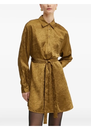 PINKO point-collar long-sleeve mini shirt dress - Green