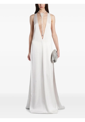 David Koma plunging V-neck side-slit dress - White