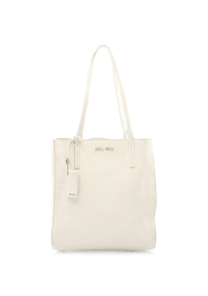 Miu Miu Pre-Owned 2000s logo-plaque tote bag - Neutrals