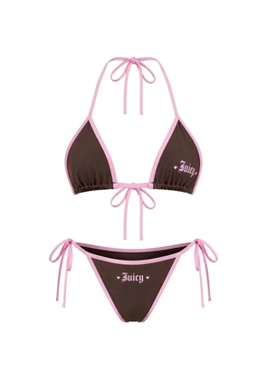 Juicy Couture logo-print triangle bikini - Brown