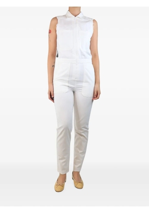 Rivet Utility sleeveless front-zip jumpsuit - White