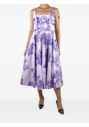 Emilia Wickstead floral-print pleated midi dress - Purple