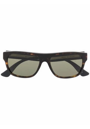 Gucci Eyewear Sylvie Web stripe tortoiseshell rectangle-frame sunglasses - Brown