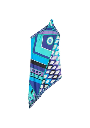 PUCCI Vivara-printed one-shoulder asymmetric dress - Blue