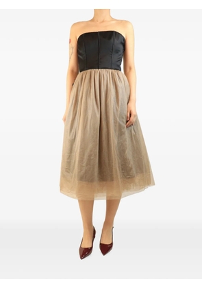 Brunello Cucinelli Vintage tulle-overlay strapless midi dress - Neutrals