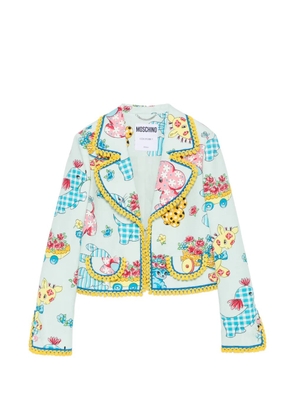 Moschino graphic-print pom-pom jacket - Blue