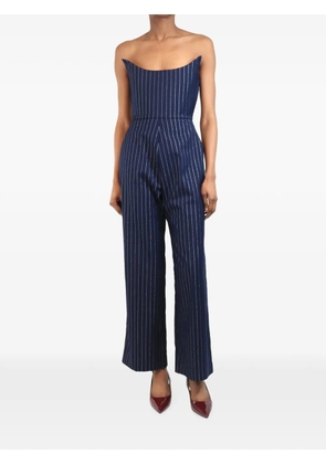 Alex Perry pinstripe strapless jumpsuit - Blue