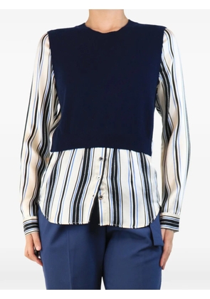 Veronica Beard layered striped silk-sleeve sweater - Neutrals