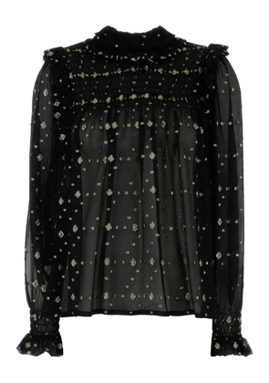 Saint Laurent embroidered crepe blouse - Black