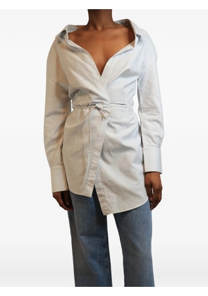 Jacquemus Pre-Owned striped wrap shirt - Blue