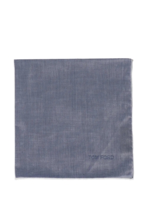 TOM FORD logo-embroidered contrast-border pocket square - Blue