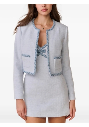 LoveShackFancy Azula bouclé denim-trim jacket - Blue