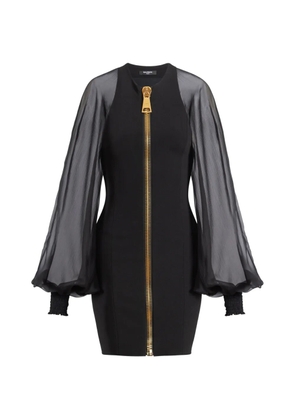 Balmain short jersey and muslin dress - Black