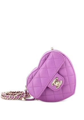 CHANEL Pre-Owned CC in Love Heart Clutch with Chain Quilted Lambskin crossbody bag - Purple