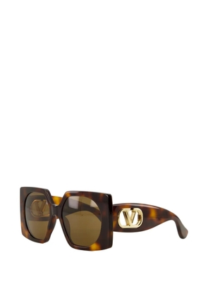 VALENTINO GARAVANI EYEWEAR VLogo plaque rectangle-frame sunglasses - Brown