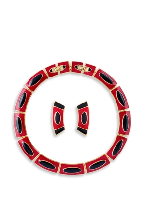 Monet Pre-Owned 1980s geometric earring and necklace set - Red