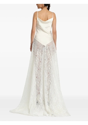 MIAU by Clara Rotescu Palmer lace-panelled cowl-neck gown - White
