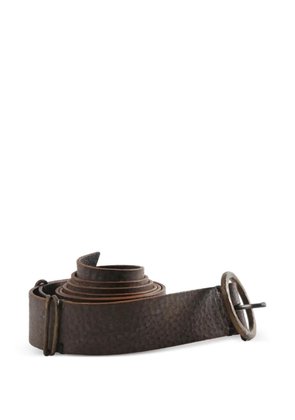 Ziggy Chen round-buckle textured-finish belt - Brown
