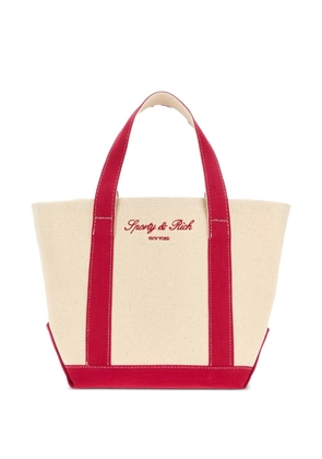 Sporty & Rich Signature NY Logo canvas tote bag - Neutrals