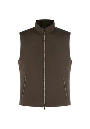 Moorer high-neck zip-up gilet - Brown