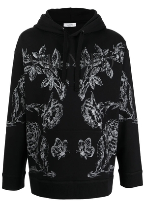 Valentino Garavani floral print hoodie - Black