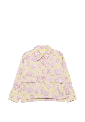 PSOPHIA floral-jacquard flap-pocket long-sleeve jacket - Green
