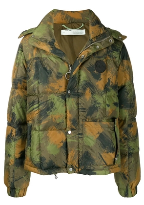 Off-White camouflage quilted puffer jacket - Green