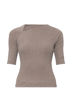 MM6 Maison Margiela asymmetric-neck ribbed-knit top - Neutrals