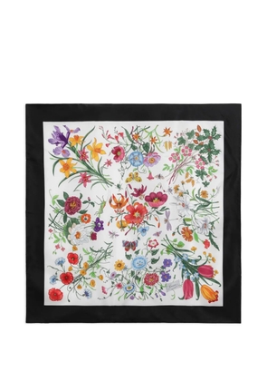 Gucci Flora silk twill scarf - White