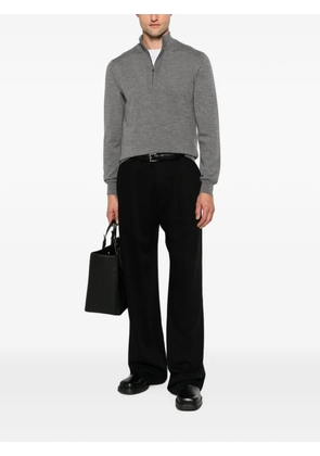 SERGIO MORETTI FIRENZE quarter-zip long-sleeve polo shirt - Grey