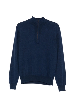 SERGIO MORETTI FIRENZE quarter-zip long-sleeve polo shirt - Blue