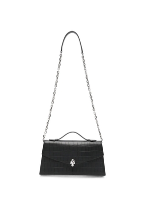 Alexander McQueen Skull crocodile-effect shoulder bag - Black