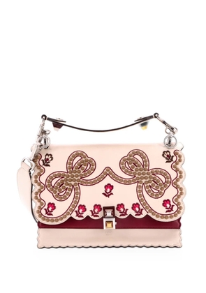 Fendi Pre-Owned Kan I Bag Embroidered Studded Leather Medium shoulder bag - Neutrals
